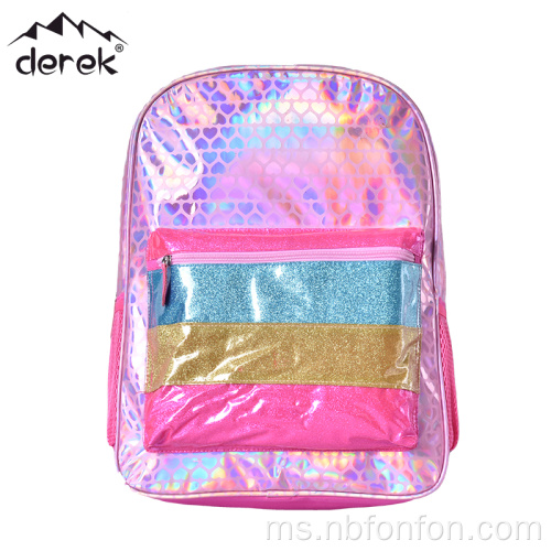 Beg sekolah ransel pu rainbow heart kanak -kanak ransel kanak -kanak